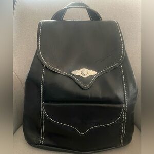 Loriana Tolaini Black Leather Backpack